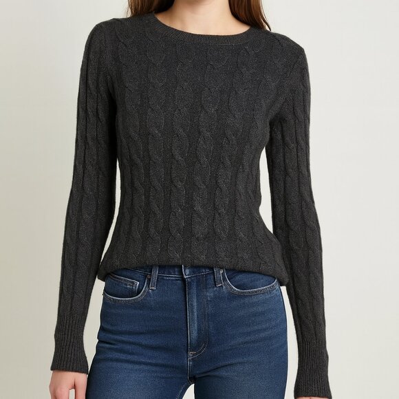 Gap Medium Dark Grey Cable Knit Classic Sweater Academia Preppy Quiet Luxury - Picture 1 of 10